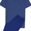 Gotzburg heren shortama V-hals, donkerblauw dessin
