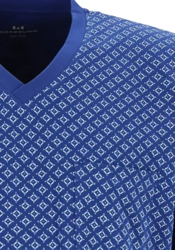 Gotzburg heren shortama V-hals, donkerblauw dessin