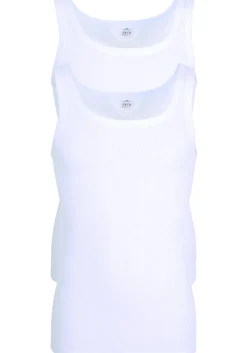 Gotzburg heren singlets regular fit (2-pack), doppelripp heren onderhemden, wit