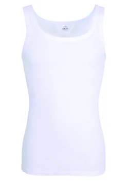 Gotzburg heren singlets regular fit (2-pack), doppelripp heren onderhemden, wit