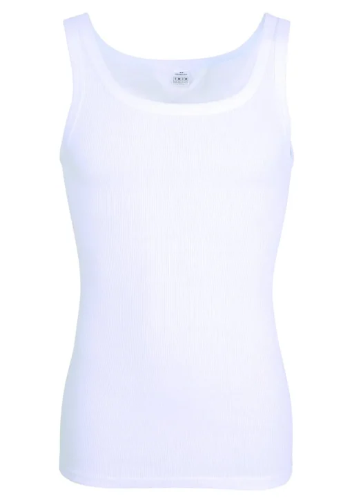Gotzburg heren singlets regular fit (2-pack), doppelripp heren onderhemden, wit
