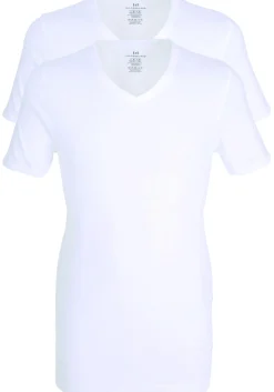 Gotzburg heren T-shirts slim fit V-hals (2-pack) fine rib, wit