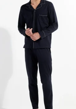HOM Albert long sleepwear, heren pyjama, donkerblauw