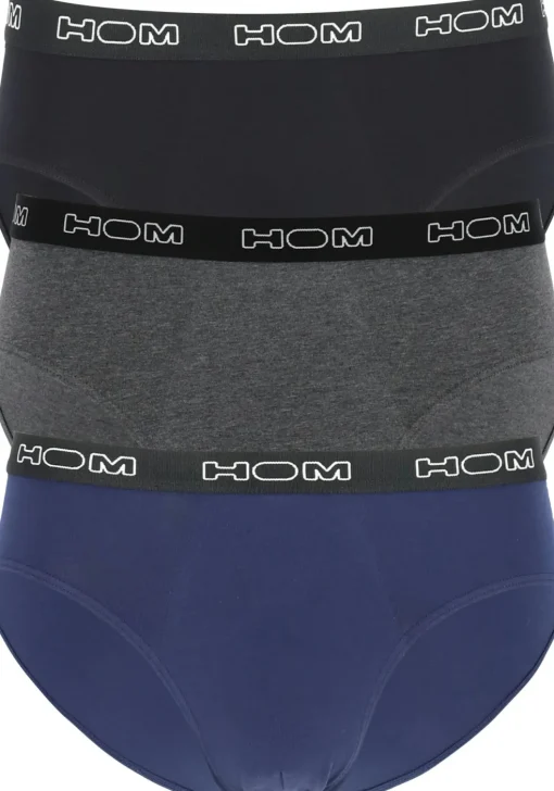 HOM Boxerlines #2 mini briefs (3-pack), heren mini slips, zwart, blauw, grijs