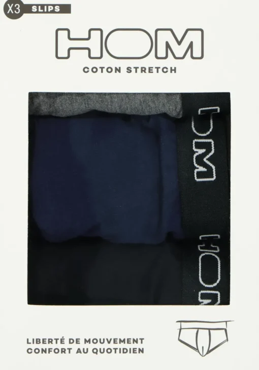 HOM Boxerlines #2 mini briefs (3-pack), heren mini slips, zwart, blauw, grijs