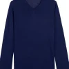 HOM Cocooning long sleeve shirt v, heren T-shirt, donkerblauw