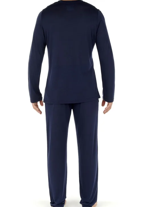 HOM Cocooning long sleeve shirt v, heren T-shirt, donkerblauw