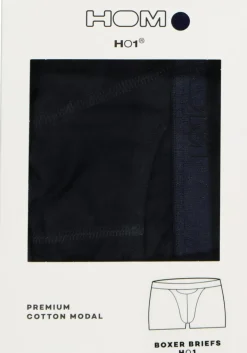 HOM HO1 boxer briefs (1-pack), heren boxer kort met horizontale gulp, navy blauw