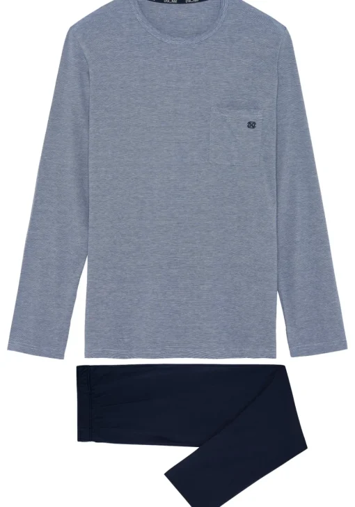 HOM Modal comfort long sleepwear, heren pyjama, donkerblauw