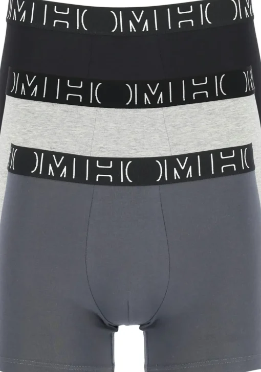 HOM Patrick #2 long boxer briefs (3-pack), heren boxers normale lengte, zwart, grijs, grijs