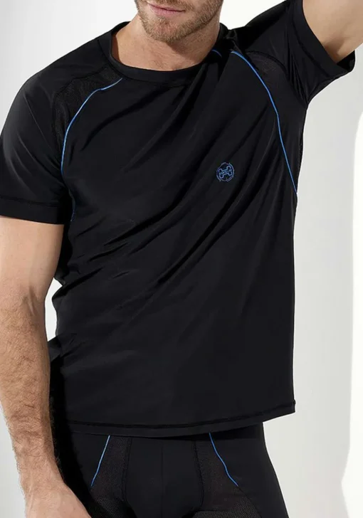 HOM Sports lab tee-shirt crew neck (1-pack), heren T-shirt, zwart