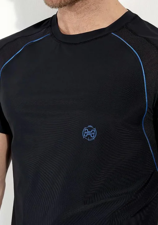 HOM Sports lab tee-shirt crew neck (1-pack), heren T-shirt, zwart