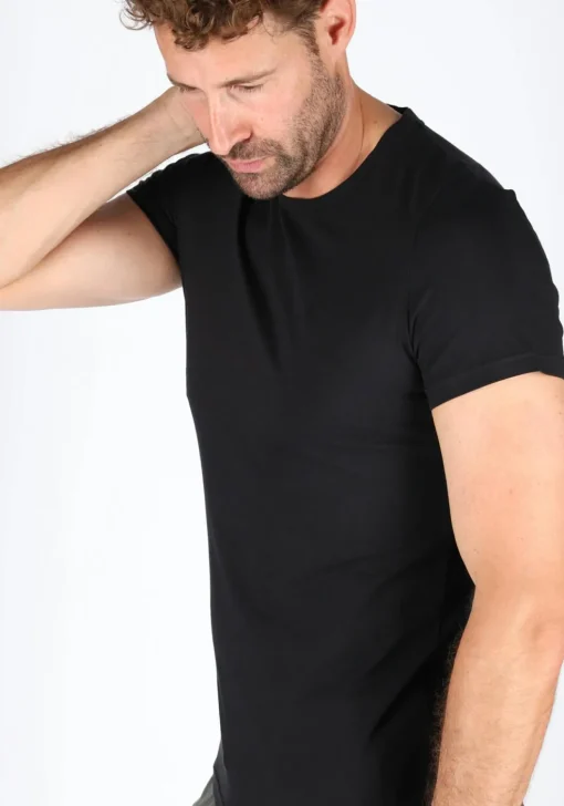 HOM Supreme Cotton tee-shirt (1-pack), heren T-shirt O-hals, zwart