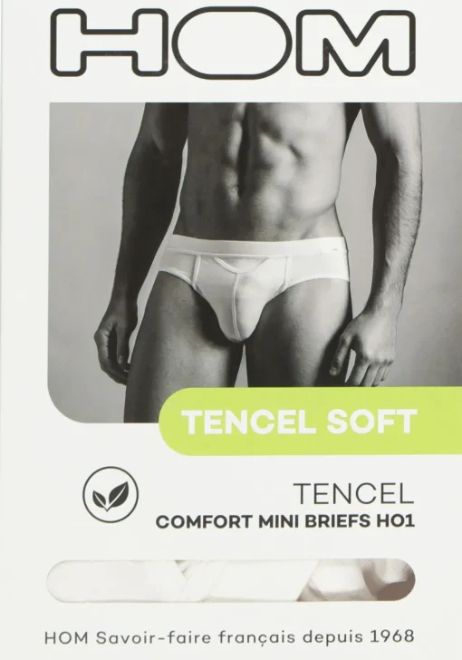 HOM Tencel soft comfort mini briefs HO1 (1-pack), heren slip met horizointale gulp, wit