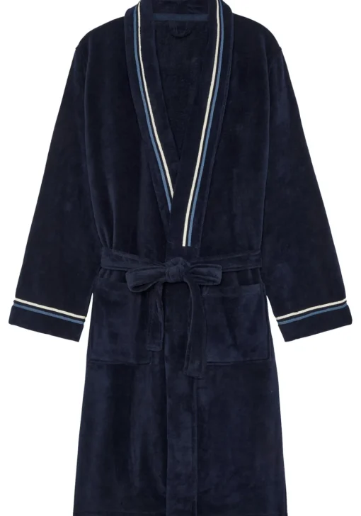 HOM Transat bathrobe, heren badjas, donkerblauw
