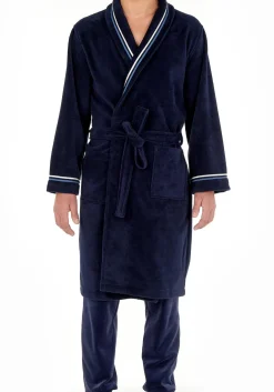 HOM Transat bathrobe, heren badjas, donkerblauw