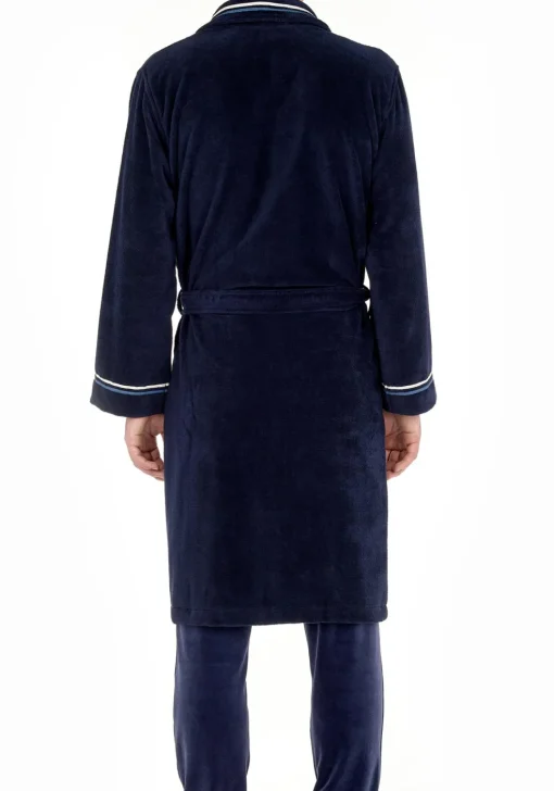 HOM Transat bathrobe, heren badjas, donkerblauw