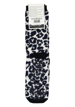 Homepads damessokken huissokken met anti-slip, panter roze met blauw