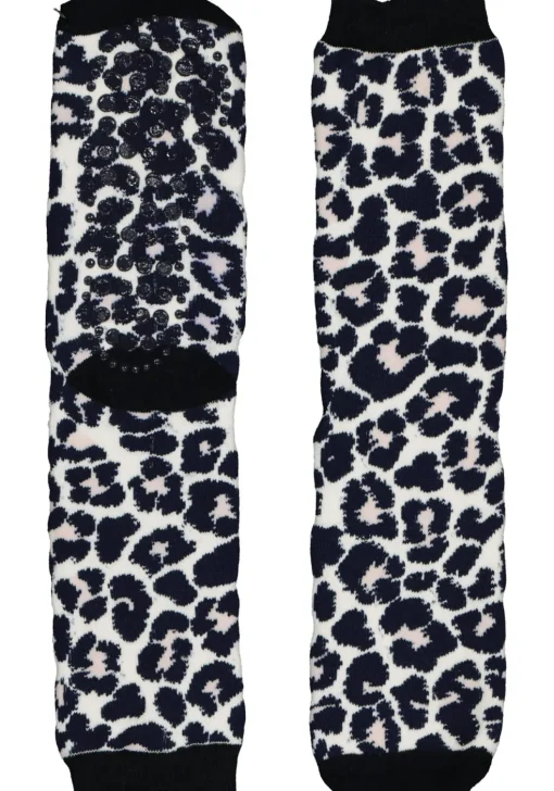 Homepads damessokken huissokken met anti-slip, panter roze met blauw