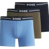 HUGO BOSS Bold boxer briefs (3-pack), heren boxers normale lengte, lichtblauw, donkerblauw, olijfgroen