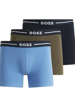 HUGO BOSS Bold boxer briefs (3-pack), heren boxers normale lengte, lichtblauw, donkerblauw, olijfgroen