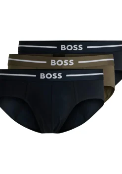 HUGO BOSS Bold hipster briefs (3-pack), heren slips, zwart, blauw, olijfgroen