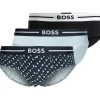 HUGO BOSS Bold hipster briefs (3-pack), heren slips, lichtblauw, donkerblauw, blauw dessin