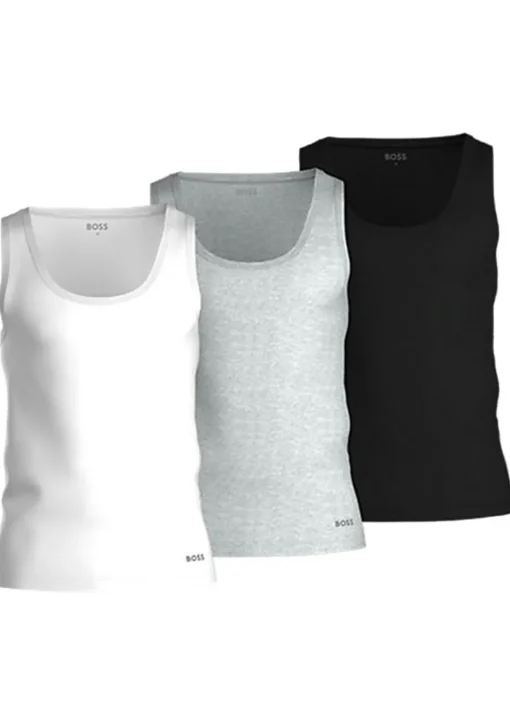 HUGO BOSS Classic Tanktops regular fit (3-pack), heren singlets O-hals, zwart, grijs en wit