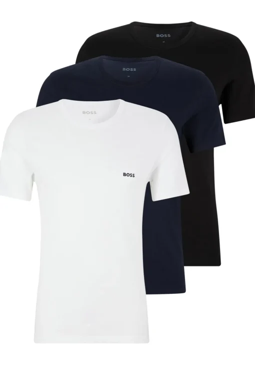 HUGO BOSS Classic T-shirts regular fit (3-pack), heren T-shirts O-hals, wit, navy, zwart