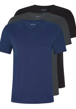 HUGO BOSS Classic T-shirts regular fit (3-pack), heren T-shirts V-hals, navy, grijs, zwart