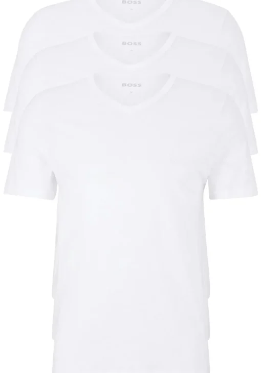 HUGO BOSS Classic T-shirts regular fit (3-pack), heren T-shirts V-hals, wit