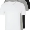 HUGO BOSS Classic T-shirts regular fit (3-pack), heren T-shirts V-hals, wit, grijs, zwart
