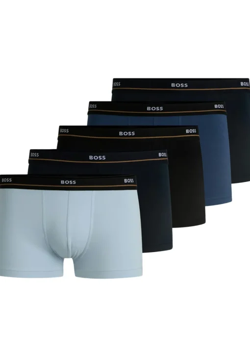 HUGO BOSS Essential trunks (5-pack), heren boxers kort, verschillende tinten blauw