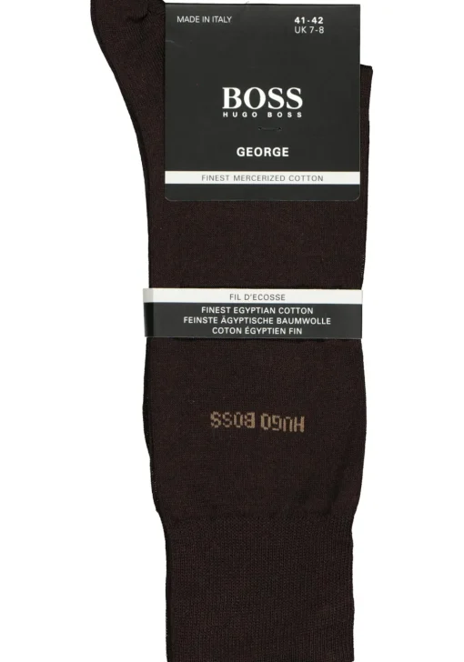 HUGO BOSS George uni (1-pack), herensokken katoen, donker bruin