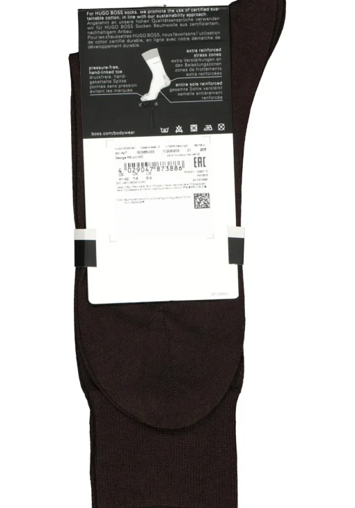 HUGO BOSS George uni (1-pack), herensokken katoen, donker bruin