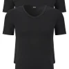 HUGO BOSS Modern stretch T-shirts slim fit (2-pack), heren T-shirts V-hals, zwart