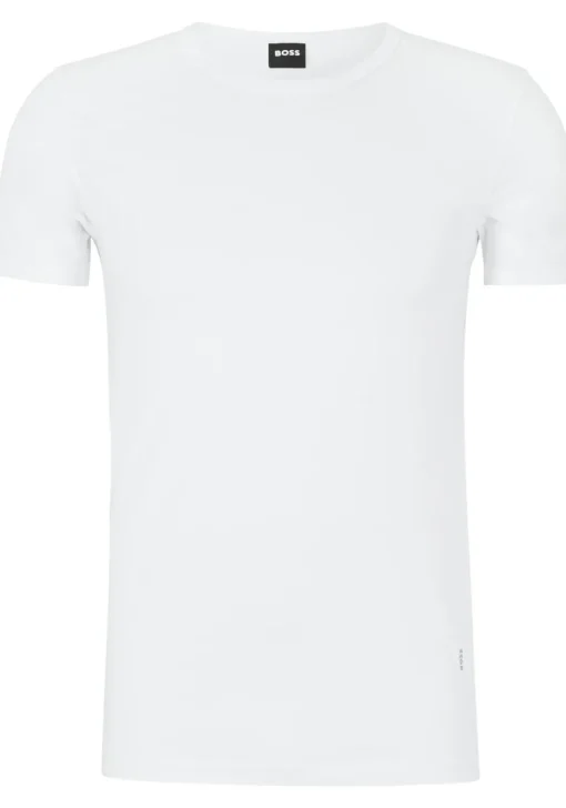 HUGO BOSS Modern stretch T-shirts slim fit (2-pack), heren T-shirts O-hals, wit
