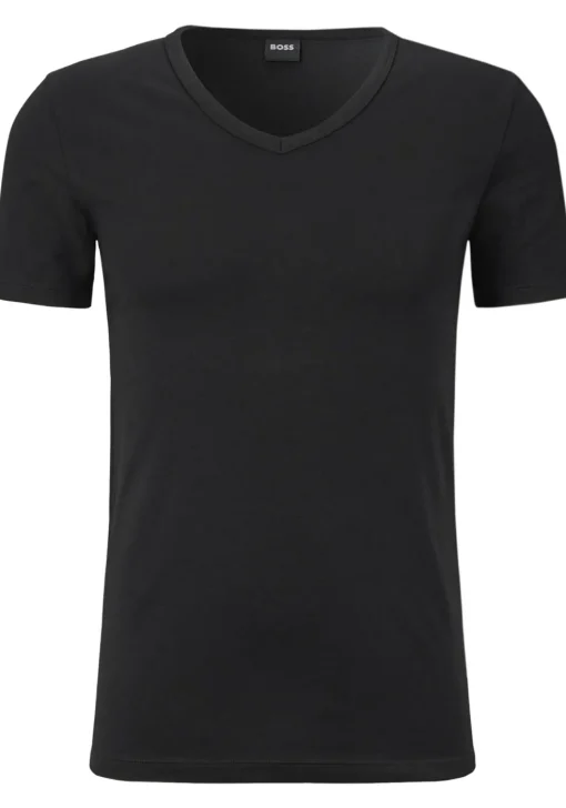 HUGO BOSS Modern stretch T-shirts slim fit (2-pack), heren T-shirts V-hals, zwart