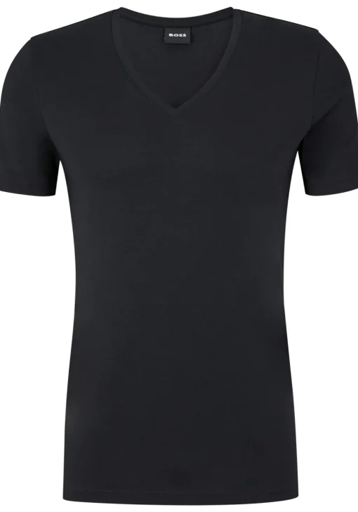 HUGO BOSS Motion stretch T-shirt slim fit (1-pack), heren T-shirt V-hals, zwart
