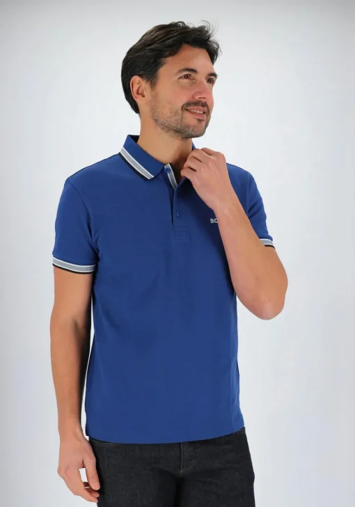 HUGO BOSS Paddy regular fit polo, heren polo korte mouw, blauw (contrast)