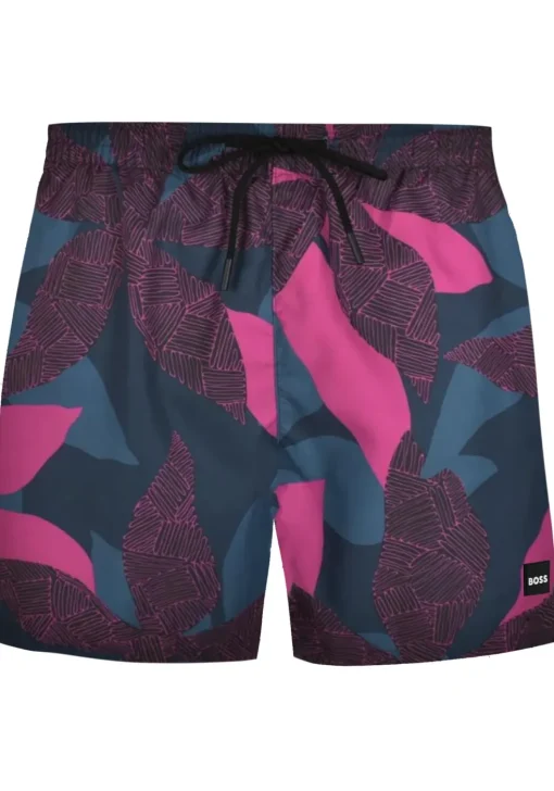 HUGO BOSS Piranha swim shorts, heren zwembroek, middenroze dessin