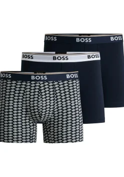 HUGO BOSS Power boxer briefs (3-pack), heren boxers normale lengte, blauw, blauw dessin
