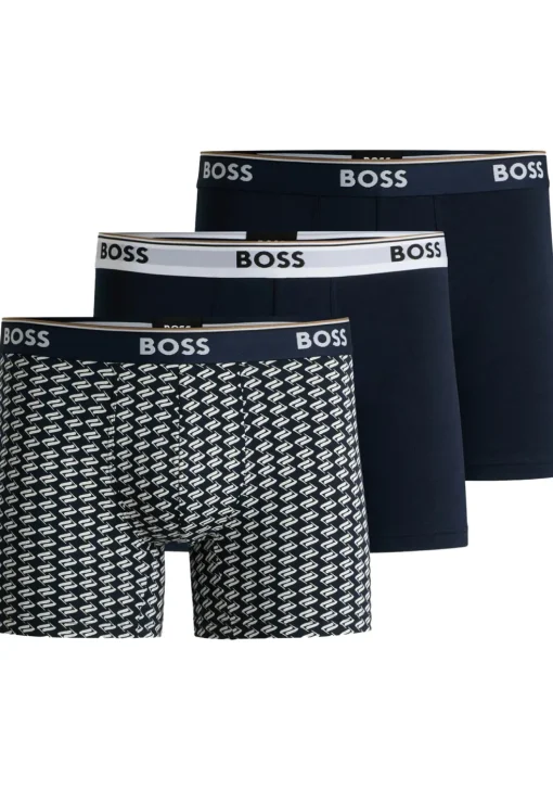 HUGO BOSS Power boxer briefs (3-pack), heren boxers normale lengte, blauw, blauw dessin