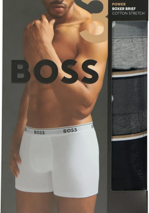 HUGO BOSS Power boxer briefs (3-pack), heren boxers normale lengte, grijs, grijs, zwart