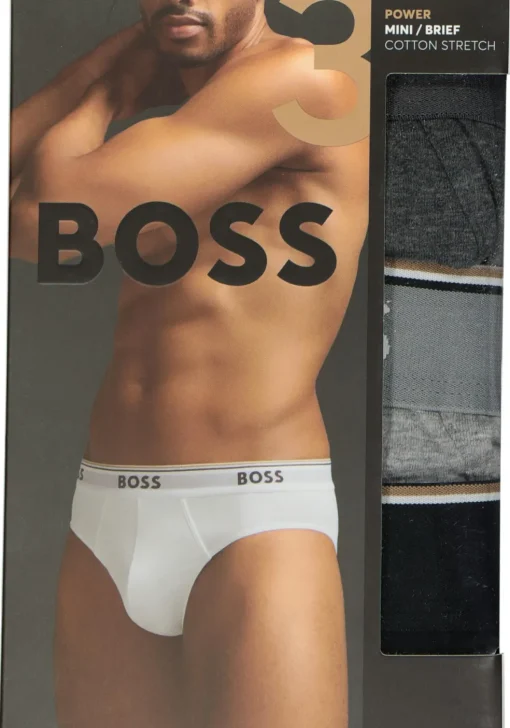 HUGO BOSS Power briefs (3-pack), heren slips, grijs, grijs, zwart