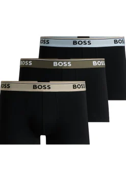 HUGO BOSS Power trunks (3-pack), heren boxers kort, zwart met gekleurde tailleband