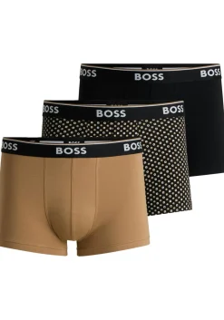HUGO BOSS Power trunks (3-pack), heren boxers kort, zwart, beige, zwart met beige dessin