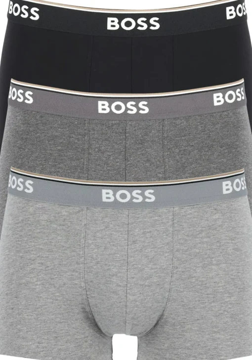 HUGO BOSS Power trunks (3-pack), heren boxers kort, grijs, grijs, zwart