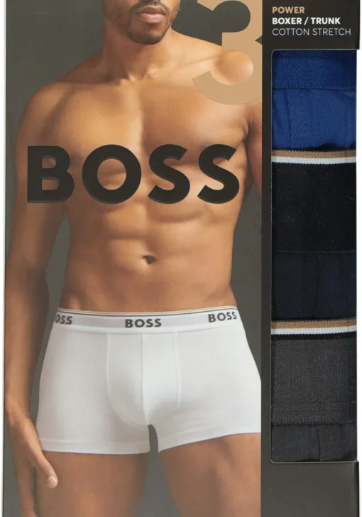 HUGO BOSS Power trunks (3-pack), heren boxers kort, navy, blauw, grijs