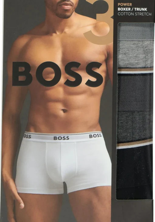 HUGO BOSS Power trunks (3-pack), heren boxers kort, grijs, grijs, zwart